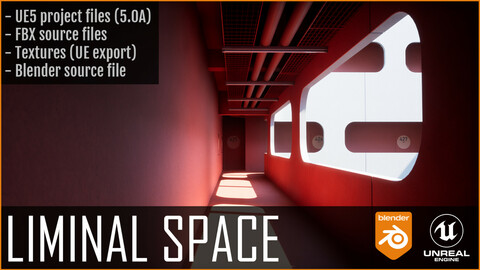 Liminal space recreation - Project files / FBX + UE5 + Blend