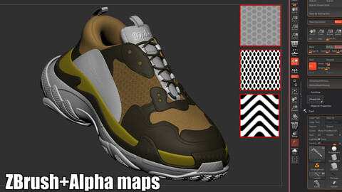 ZBrush Balenciaga Sneaker + Alpha Maps