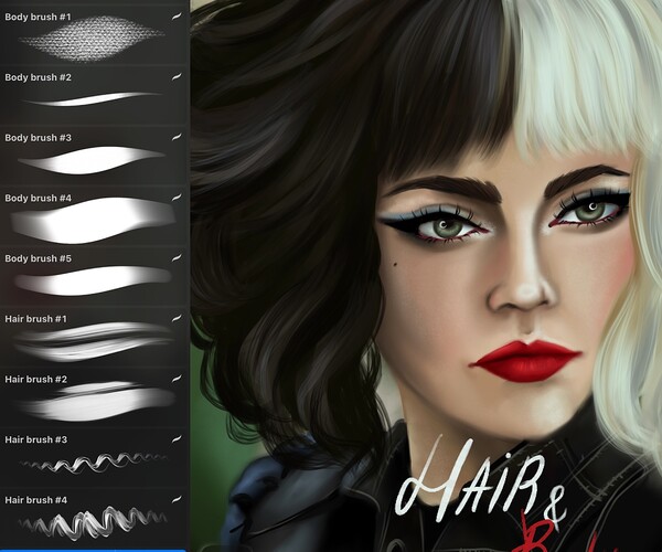 ArtStation 11 HAIR&BODY BRUSHES+Skin palette for procreate art Brushes