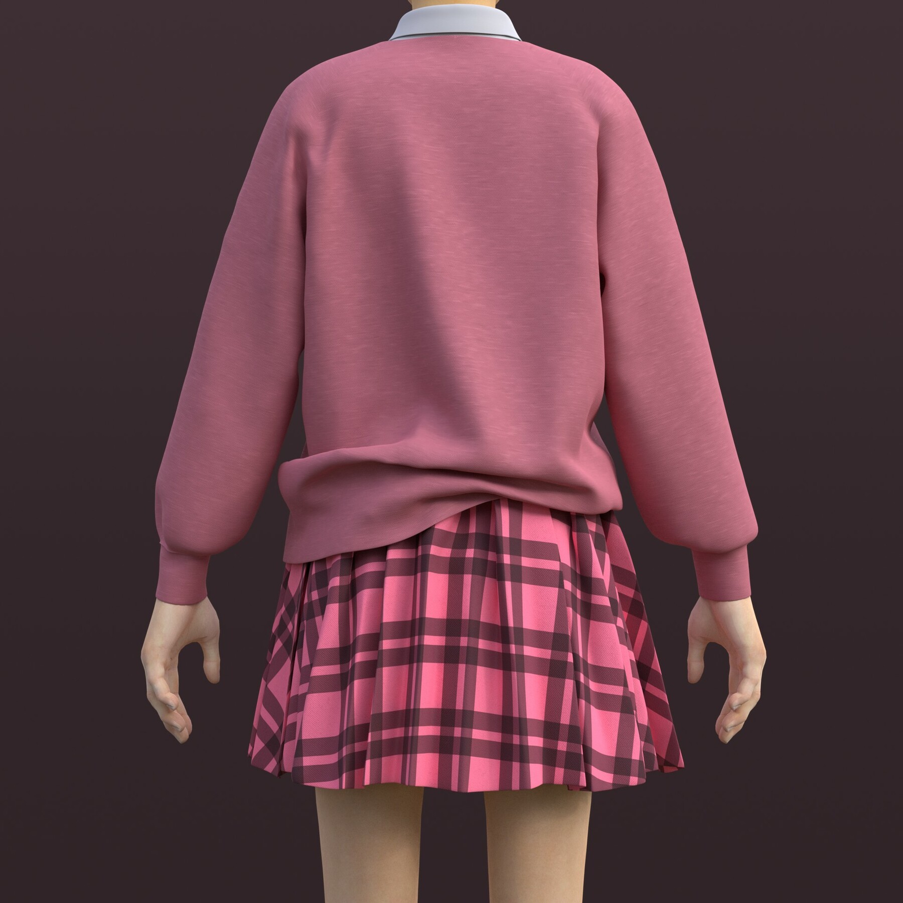 Plaid skirt outlet outfit 3d