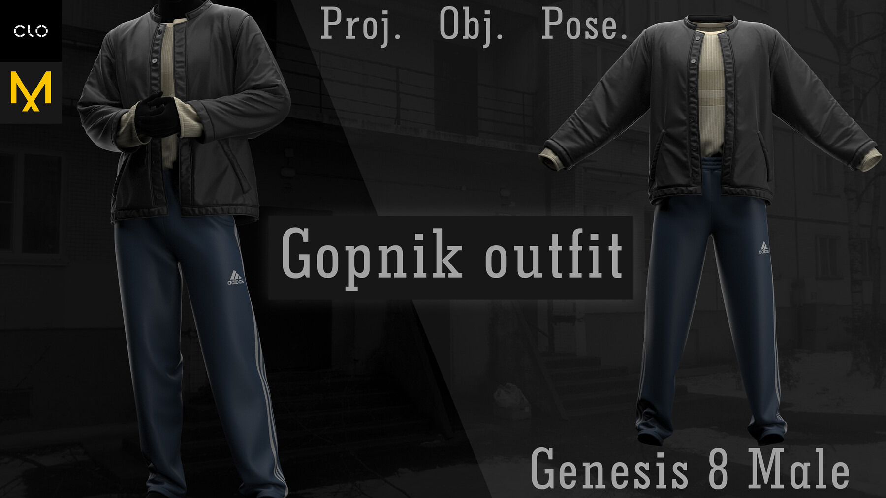 ArtStation - Clo3d/Marvelous designer Male Gopnik outfit. Zprj/Obj/Pose ...