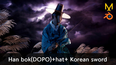 Hanbok(DOPO)+hat+ Korean sword