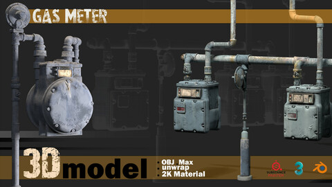 2 Game asset 3D model _ Gas Meter