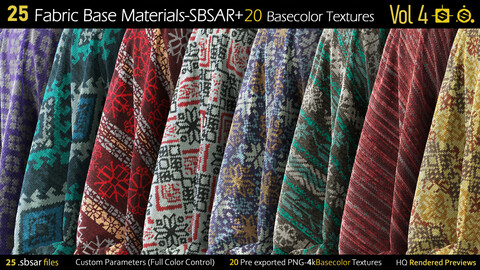 25 Fabric Materials-sbsar+20Basecolor Textures