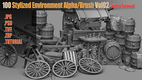 100 Stylized Environment Alpha/Brush Vol02 + Video Tutorial