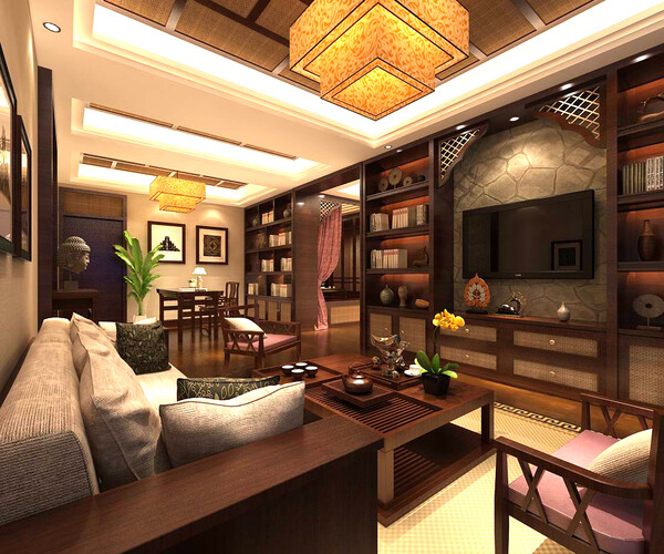 ArtStation - Fashion luxury villa reception living room - 133 | Resources