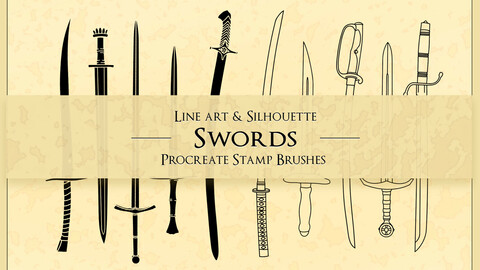 Procreate Brushes | Swords Blades Knives Stamp Brushes