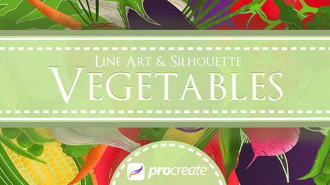 Procreate Stamp Brushes Vegetables Line Art Silhouette Stamp