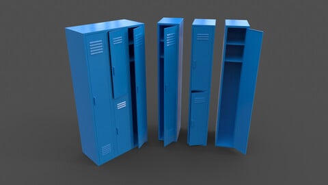 PBR School Gym Locker 04 - Blue Light