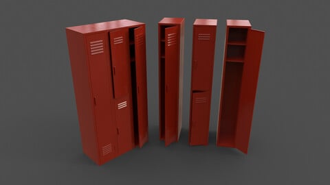 PBR School Gym Locker 04 - Red