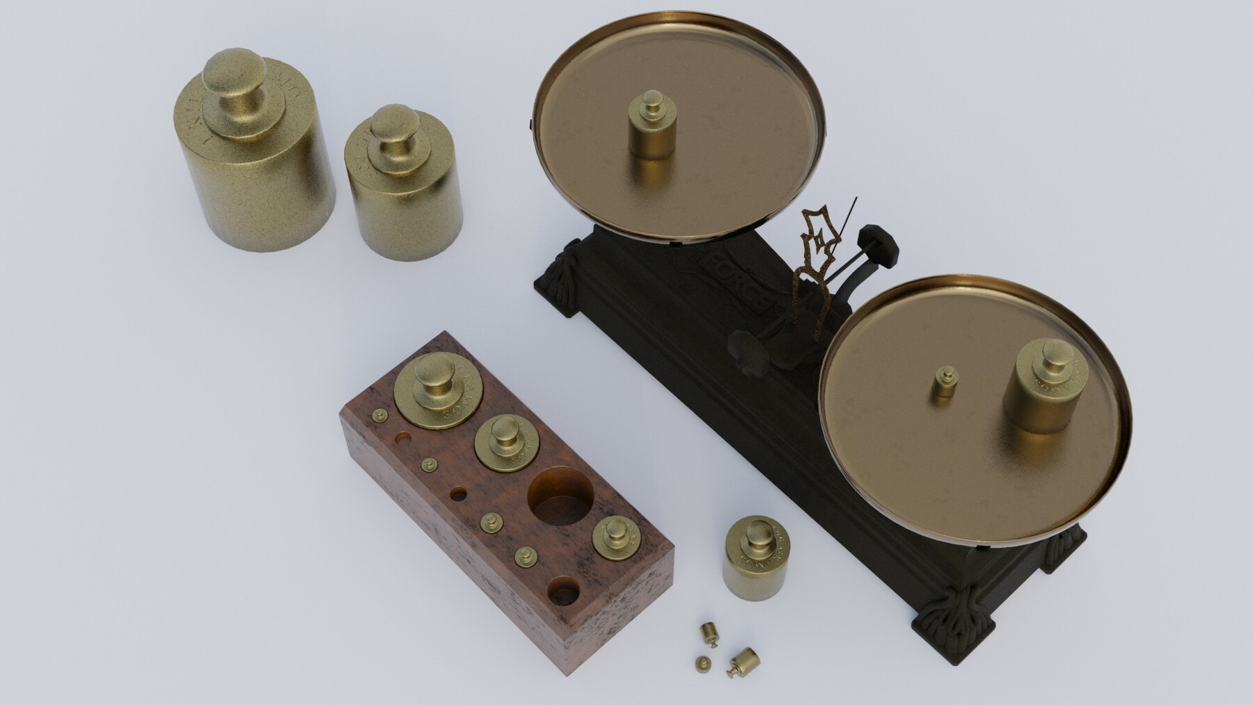 ArtStation - Rigged vintage balance scale with weights | Resources