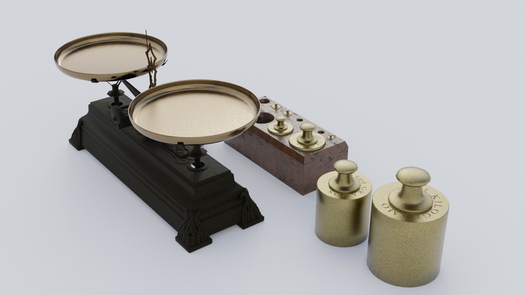 ArtStation - Rigged vintage balance scale with weights | Resources