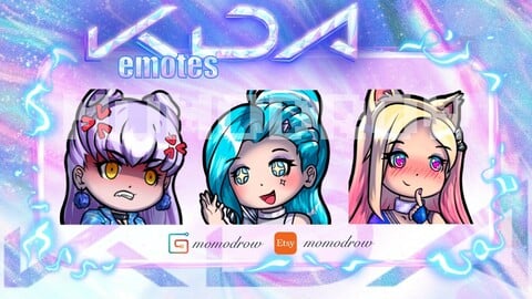KDA All Out - 3 Twitch emotes pack