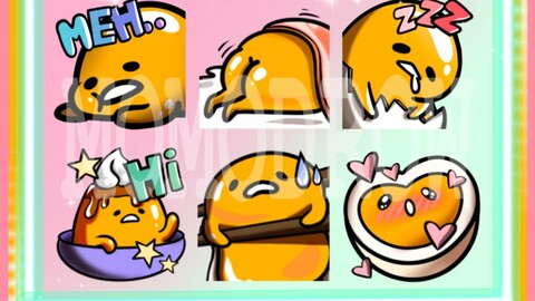 Gudétama emotes - 6 Twitch emotes pack