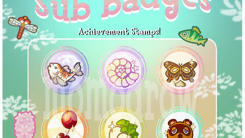 Animal Crossing Achievement Stamps for sub badges - Twitch Badges