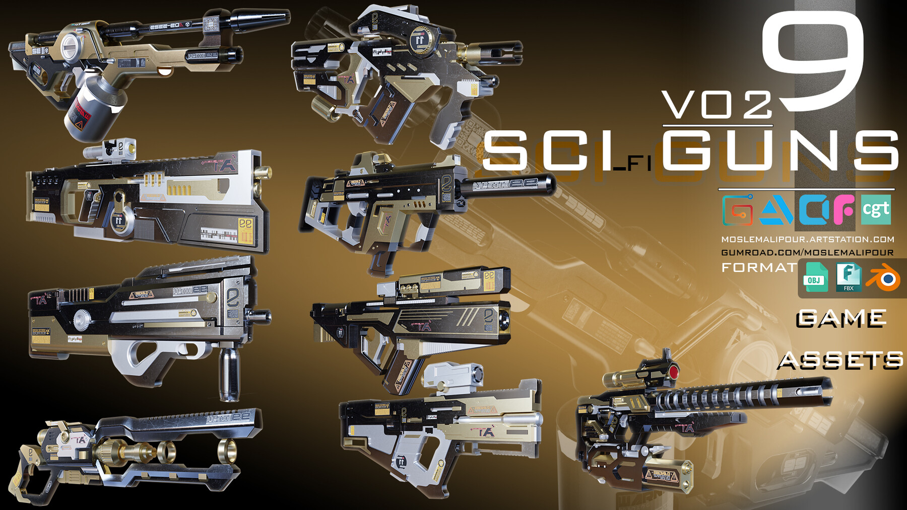 ArtStation - sci-fi guns kitbash (weapons) vol 02 | Game Assets
