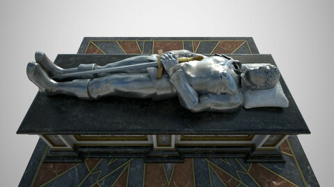 Tomb of a heroic soldier with silver statue