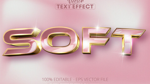 Soft text, rose gold and shiny golden color style editable text effect