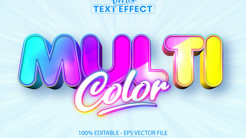 Multicolor editable text effect, sweet colorful cartoon font style