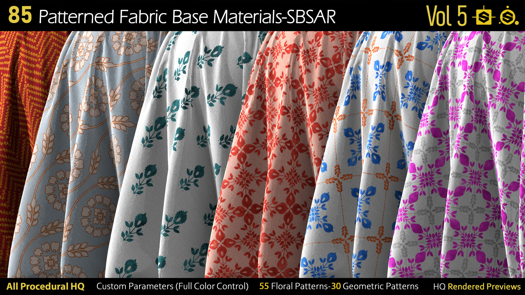 ArtStation 85 Patterned Fabric Base MaterialsSBSAR Game Assets