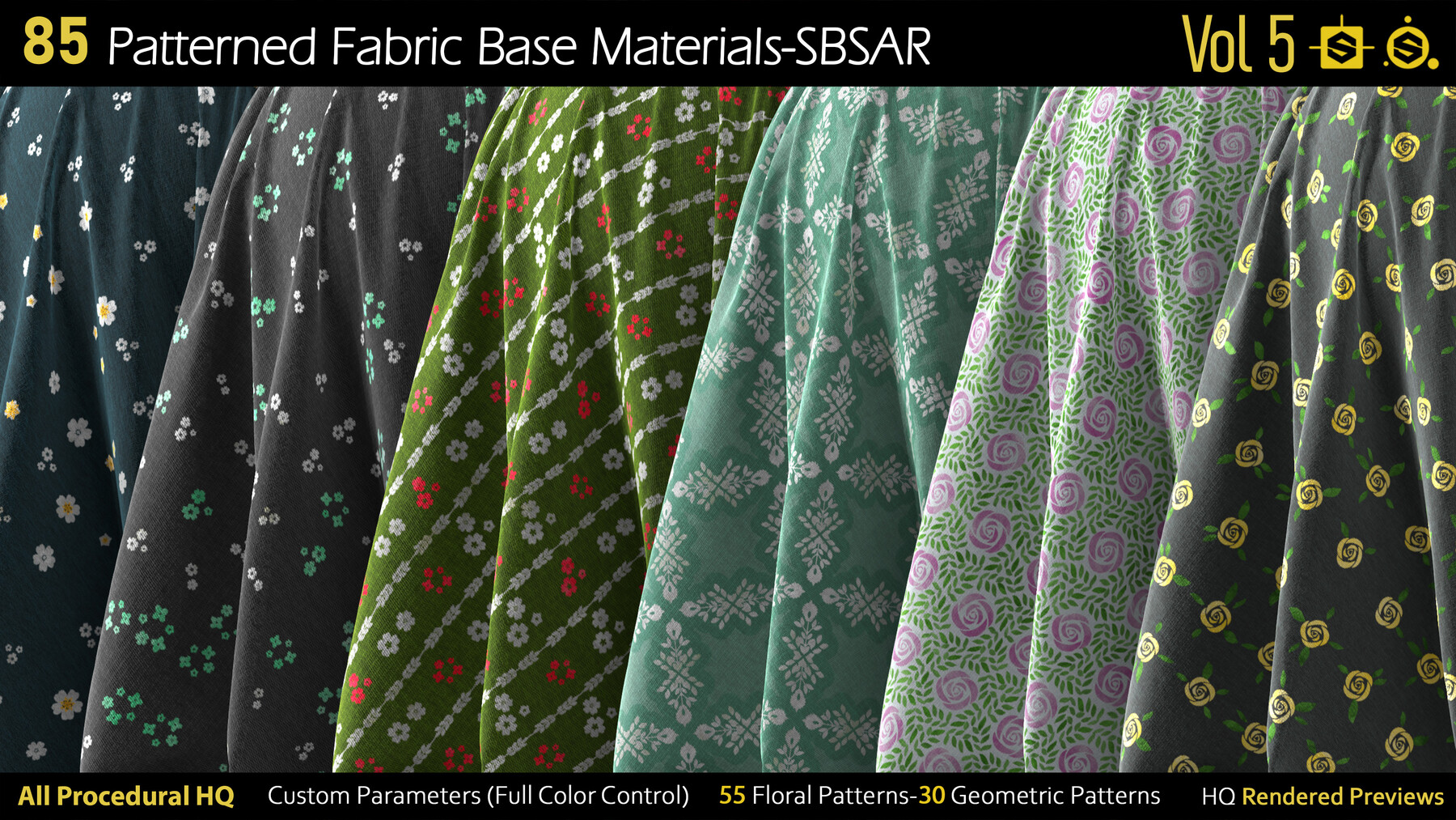 ArtStation 85 Patterned Fabric Base MaterialsSBSAR Game Assets