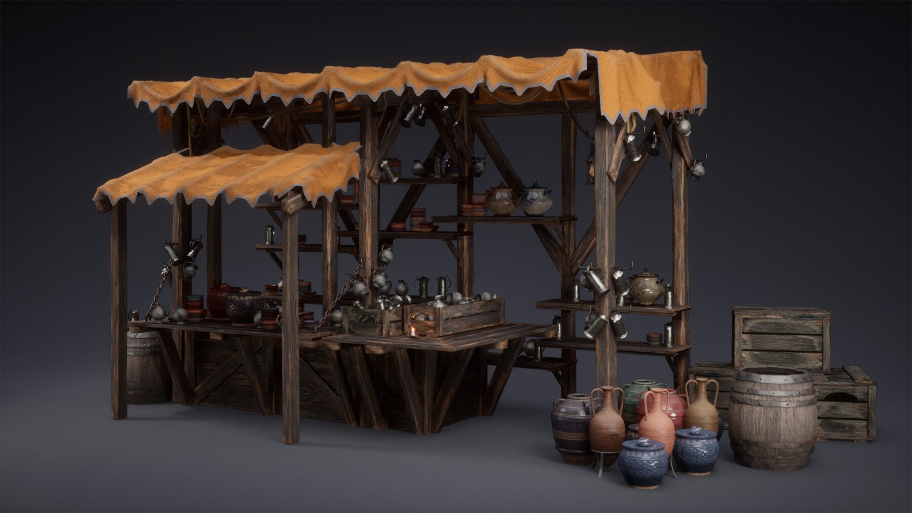 ArtStation - EXE Medieval Shop - Pottery Stands Pack | Game Assets