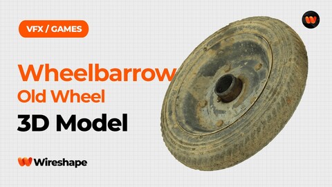 Wheelbarrow Old Wheel Raw Scanned 3D Model