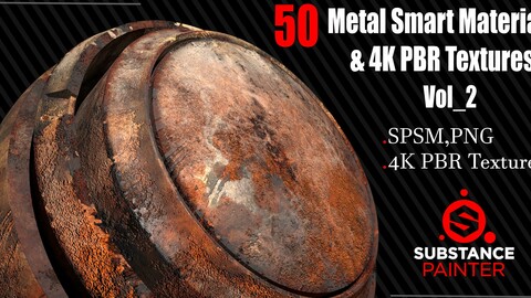 50 Metal Smart Materials + 4KPBR Textures