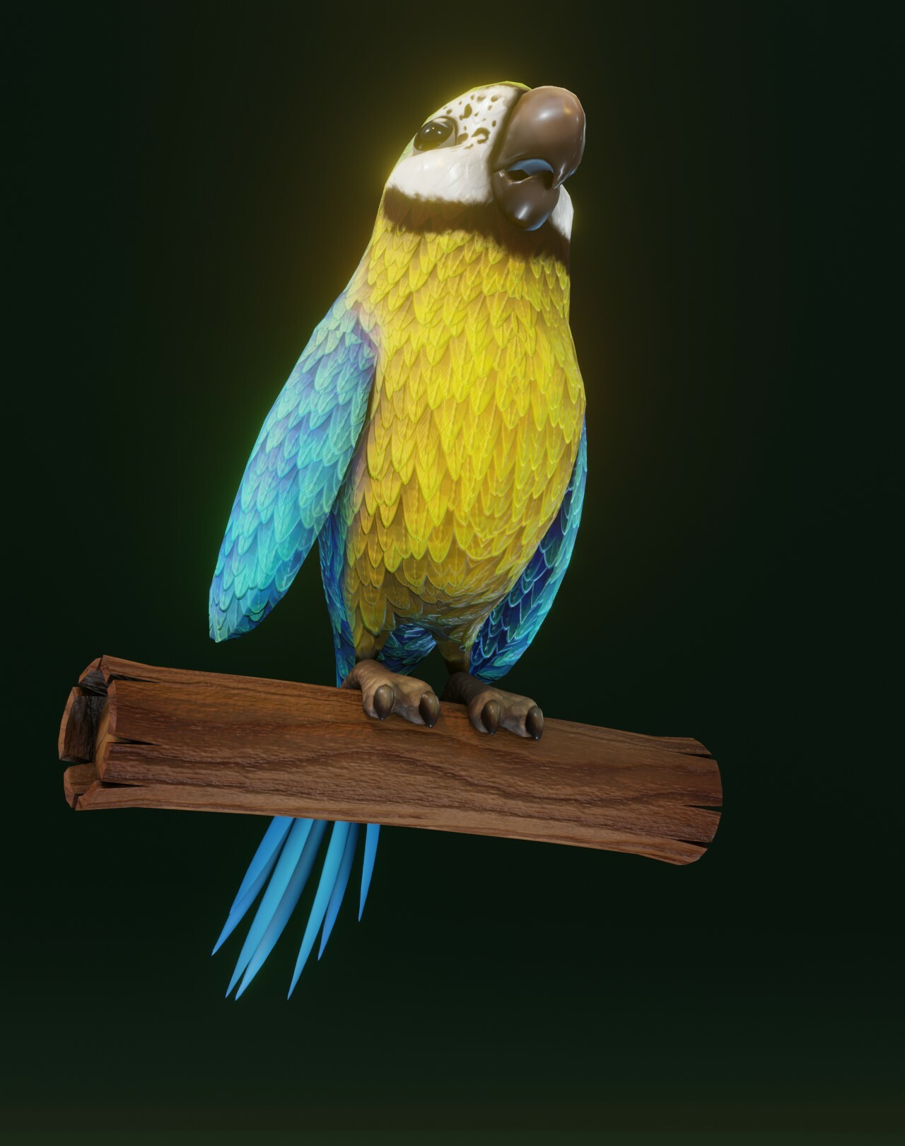 ArtStation - Cartoon Ara Parrot Yellow-Blue 3D Model | Game Assets