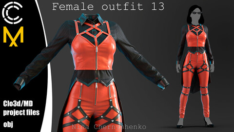 Female outfit 13. Marvelous Designer/Clo3d project + OBJ.