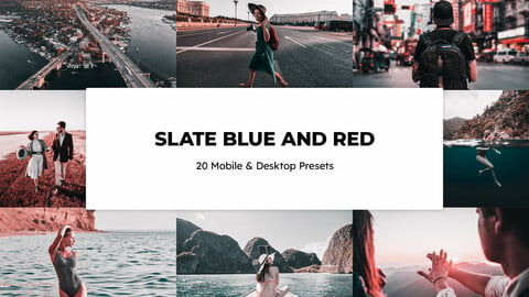 20 Slate Blue and Red LUTs and Lightroom Presets