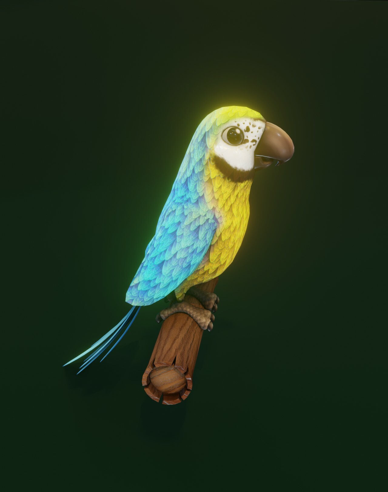 ArtStation - Cartoon Ara Parrot Yellow-Blue Animated 3D Model | Game Assets