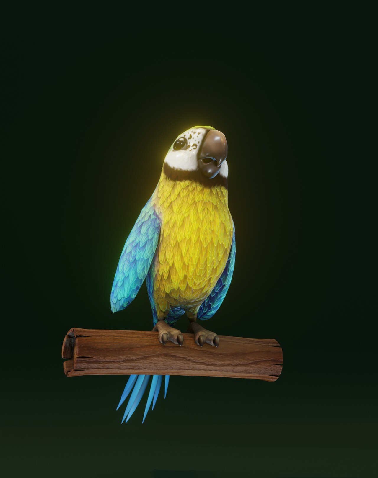 ArtStation - Cartoon Ara Parrot Yellow-Blue Animated 3D Model | Game Assets