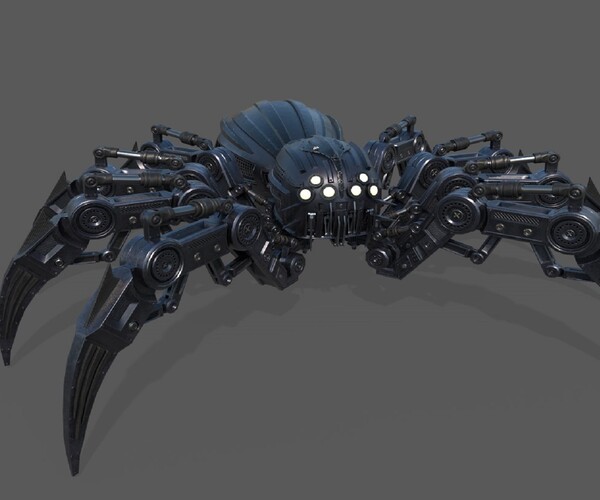 ArtStation - Sci-Fi Spider metal PBR low-poly game ready 3D model Low ...