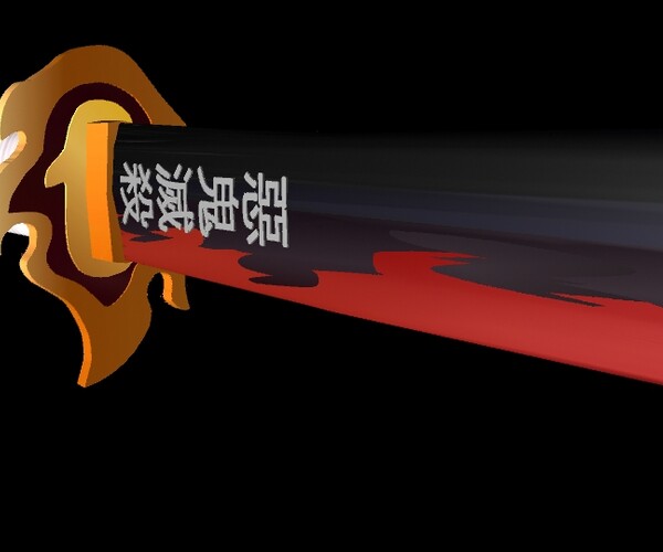 ArtStation - Rengoku Kyojuro sword - Kimetsu no Yaiba 3D model Low-poly ...