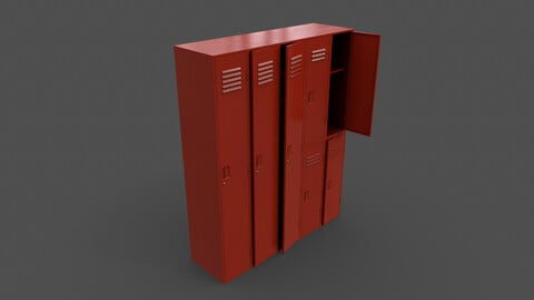 PBR School Gym Locker 07 - Red