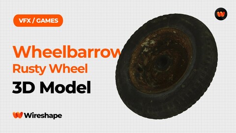 Wheelbarrow Rusty Wheel Raw Scanned 3D Model