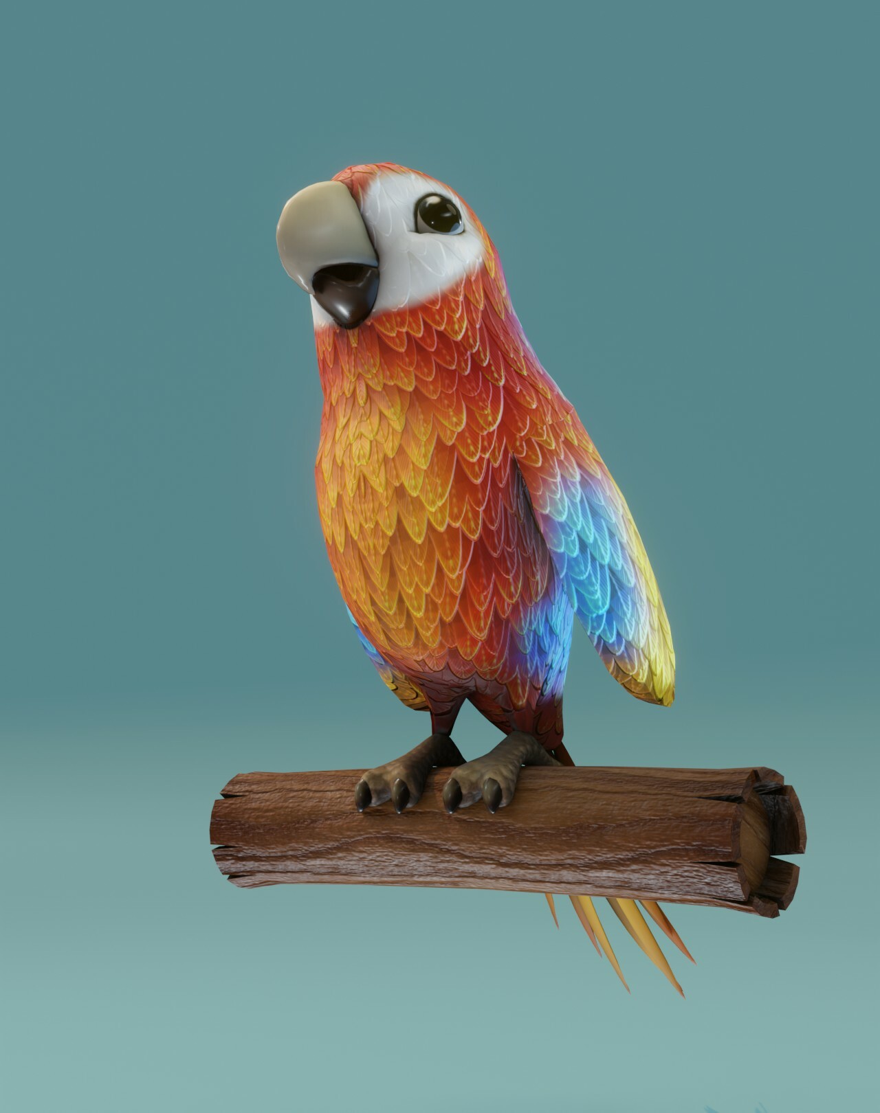 ArtStation - Cartoon Ara Parrot Red-Yellow-Blue 3D Model | Game Assets