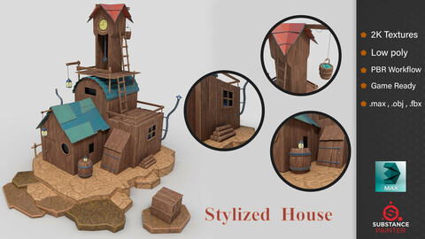 low poly stylized house