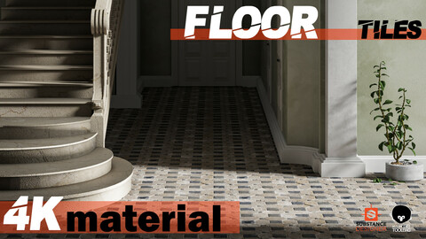 6 Floor Tiles, 4K & 2K PBR  textures - VOL 01