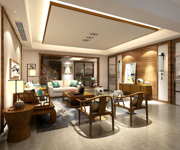 ArtStation - Stylish family living room design 20 | Resources