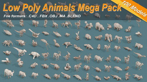 Low Poly 3d Art 100 Animals Isometric Icon Mega Pack