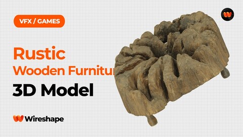 Rustic Wooden Furniture Raw Scanned 3D Model