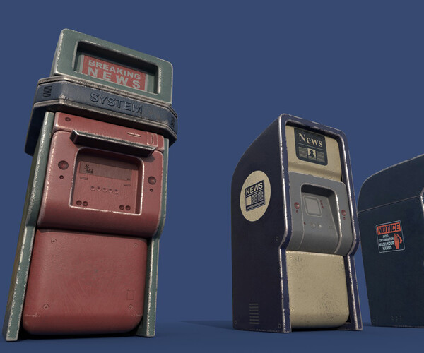 ArtStation - news stand series old game ready street assets low poly ...