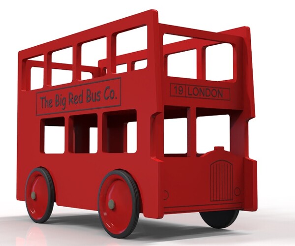 big red toy bus