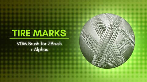 Wheel Tracks, Tire Trace Marks VDM Brush for ZBrush 2021