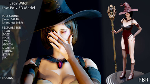 Witch Lady Game Ready Character 3D Model