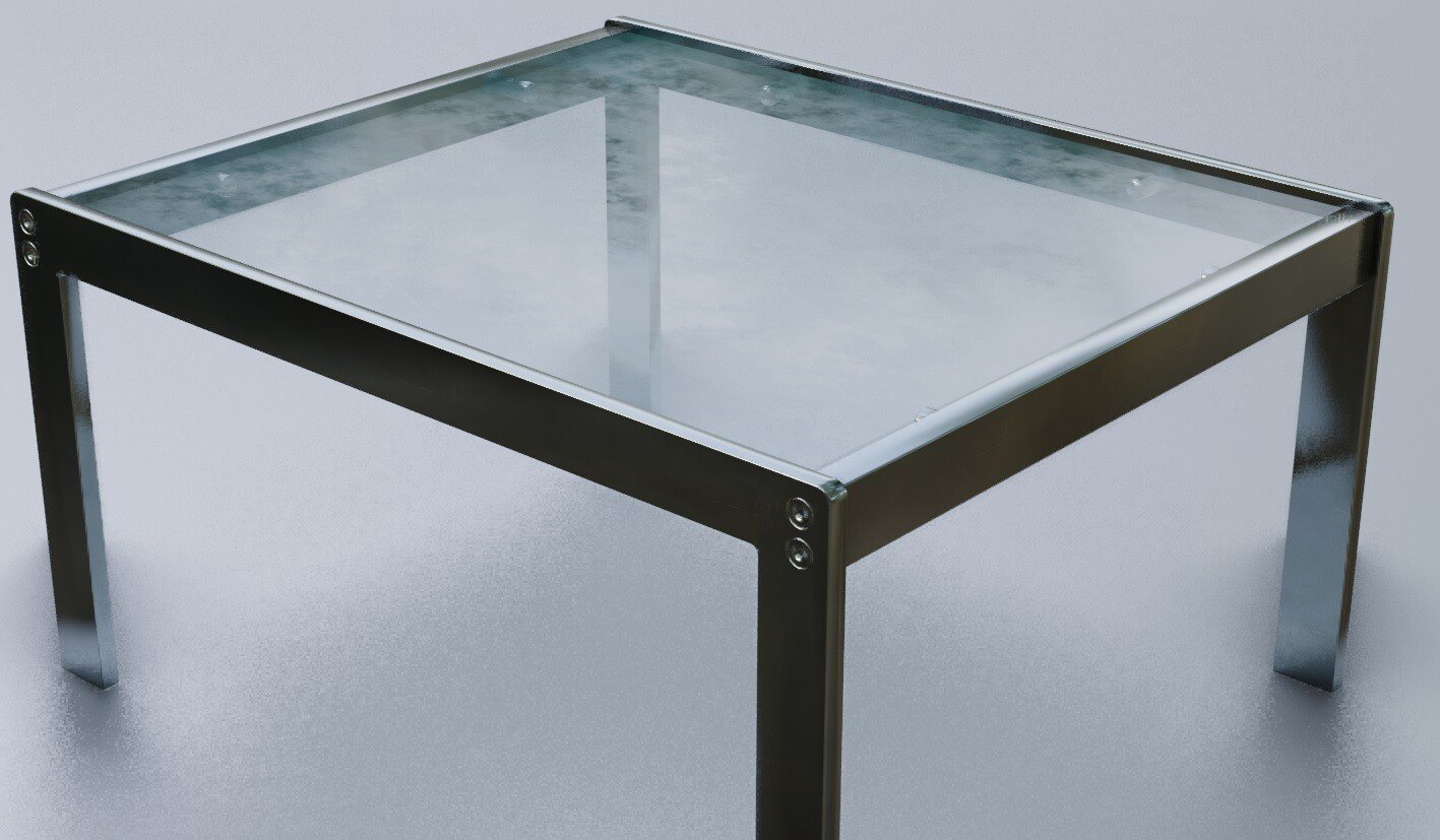 glass and chrome lamp table