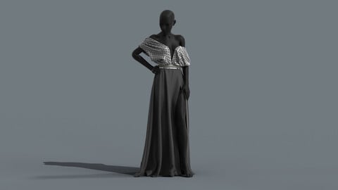 Female Dress . Clo3D , Marvelous Designer .