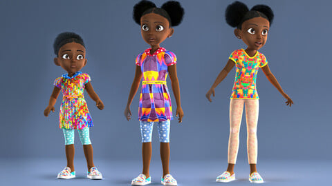 AFRO GIRL - RIGGED CARTOON CHARACTER